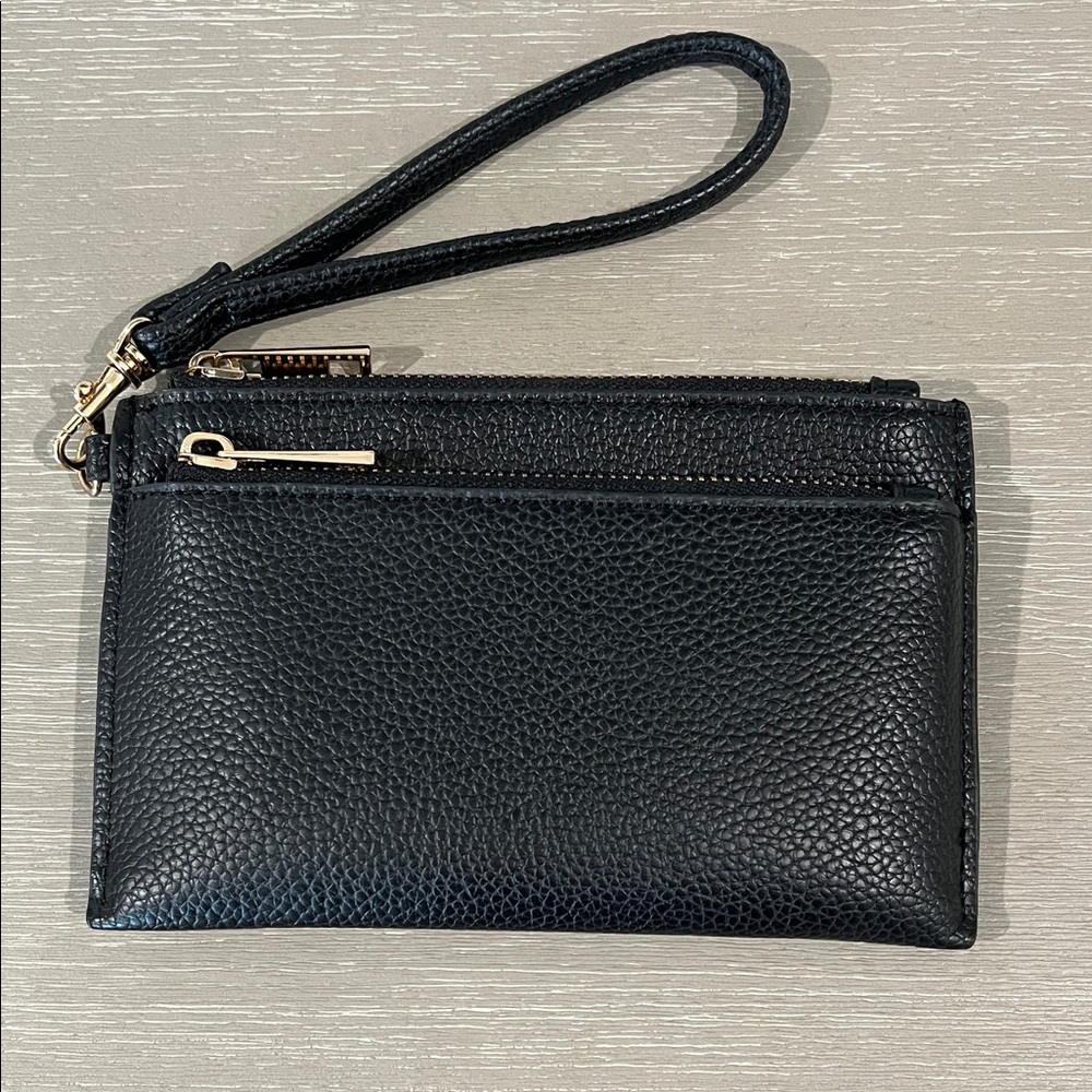 Black Pebbled Leather Wristlet